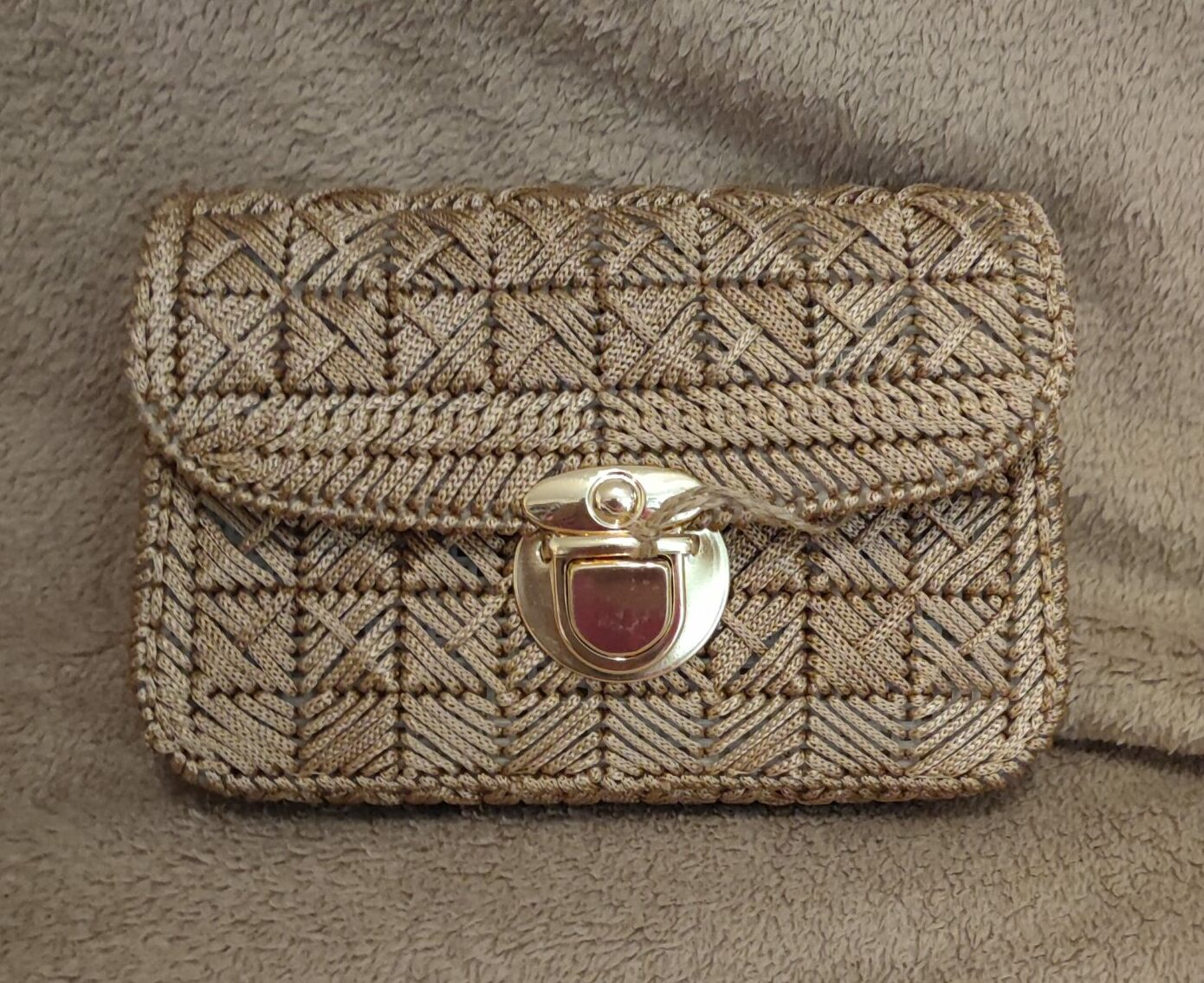 Sacoche moyenne – Cordon beige brillant